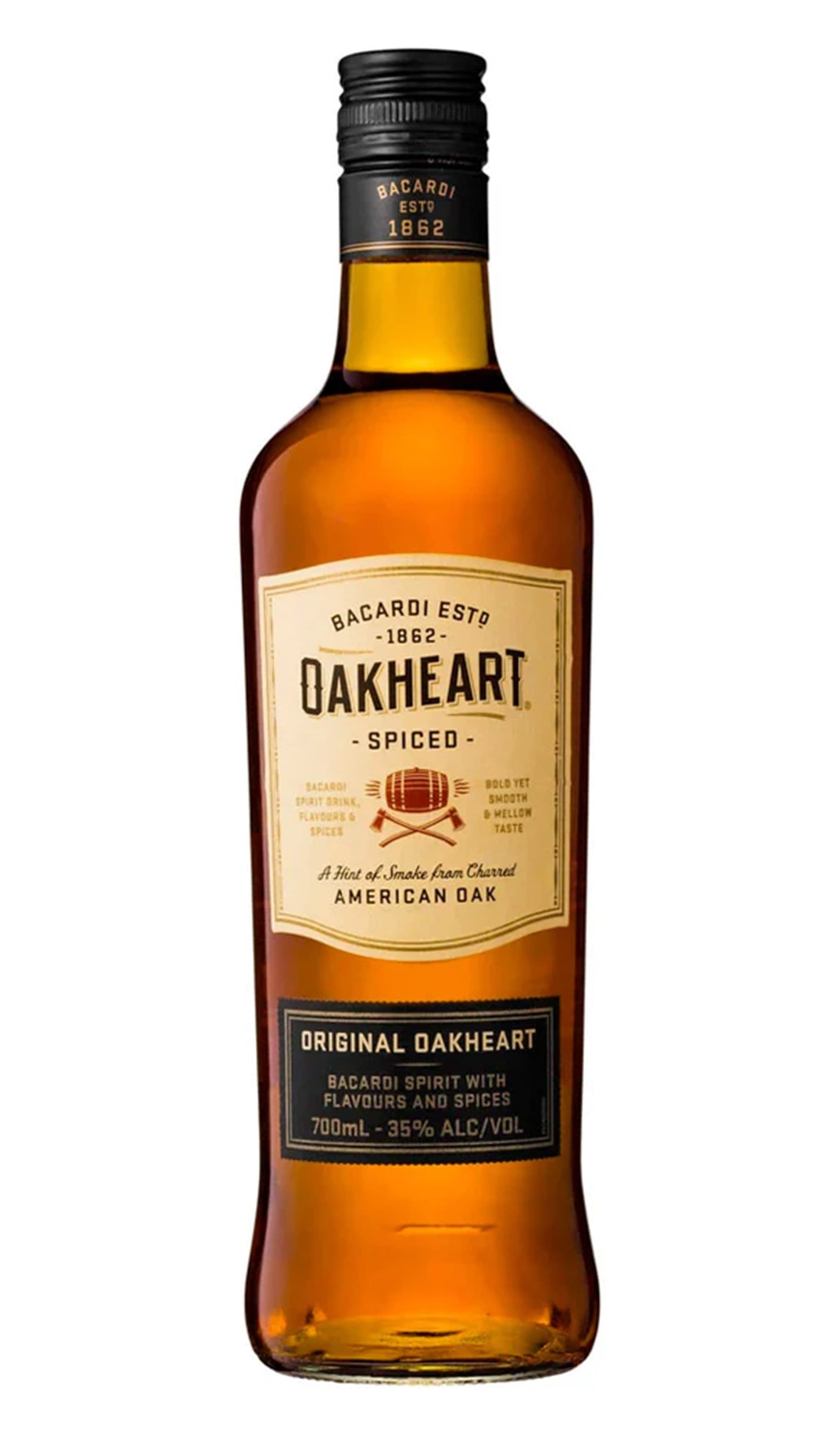 Find out more or buy Bacardi Oakheart Spiced Rum (American Oak) 700mL available at Wine Sellers Direct's best prices - Australia's independent liquor specialists.