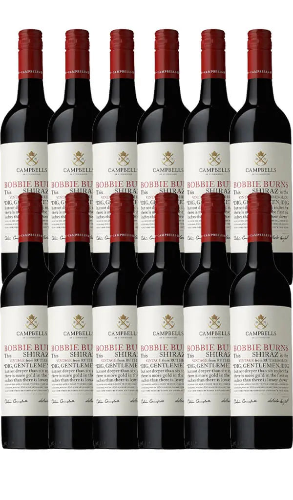Campbells Bobbie Burns Shiraz 2024 dozen 750mL red wine bottles from Rutherglen