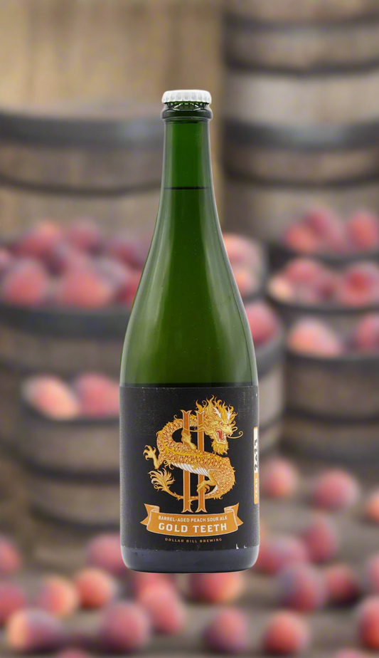 Find out more or buy Dollar Bill Gold Teeth Barrel Aged Peach Sour Ale 2024 750ml online at Wine Sellers Direct - Australia’s independent liquor specialists.
