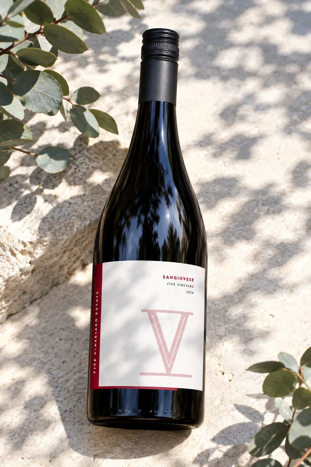 Five Vineyard Estate Sangiovese 2024 750mL bottle of red wine from Plenty, Victoria.