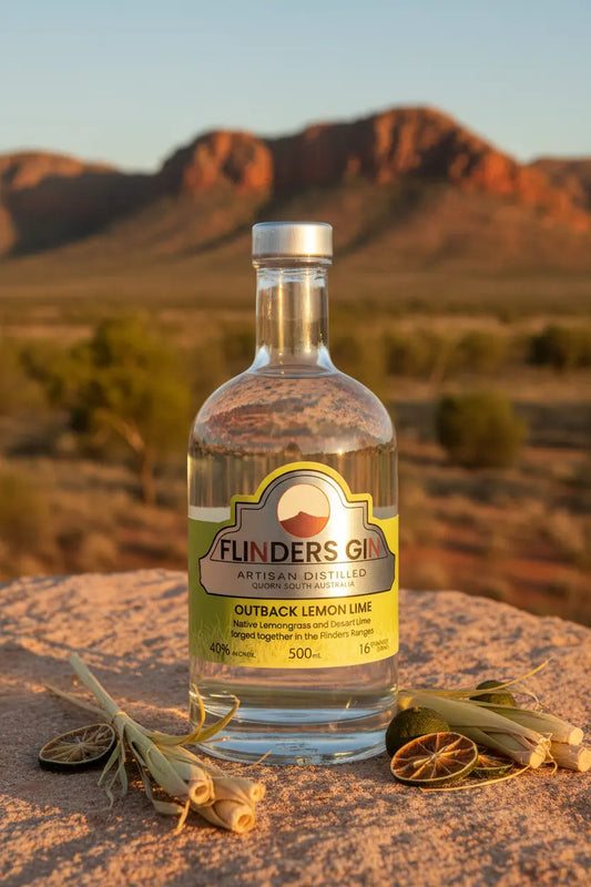 Flinders Gin Outback Lemon Lime Gin 500mL from Desert Lime and lemongrass, 40% ABV, Quorn SA