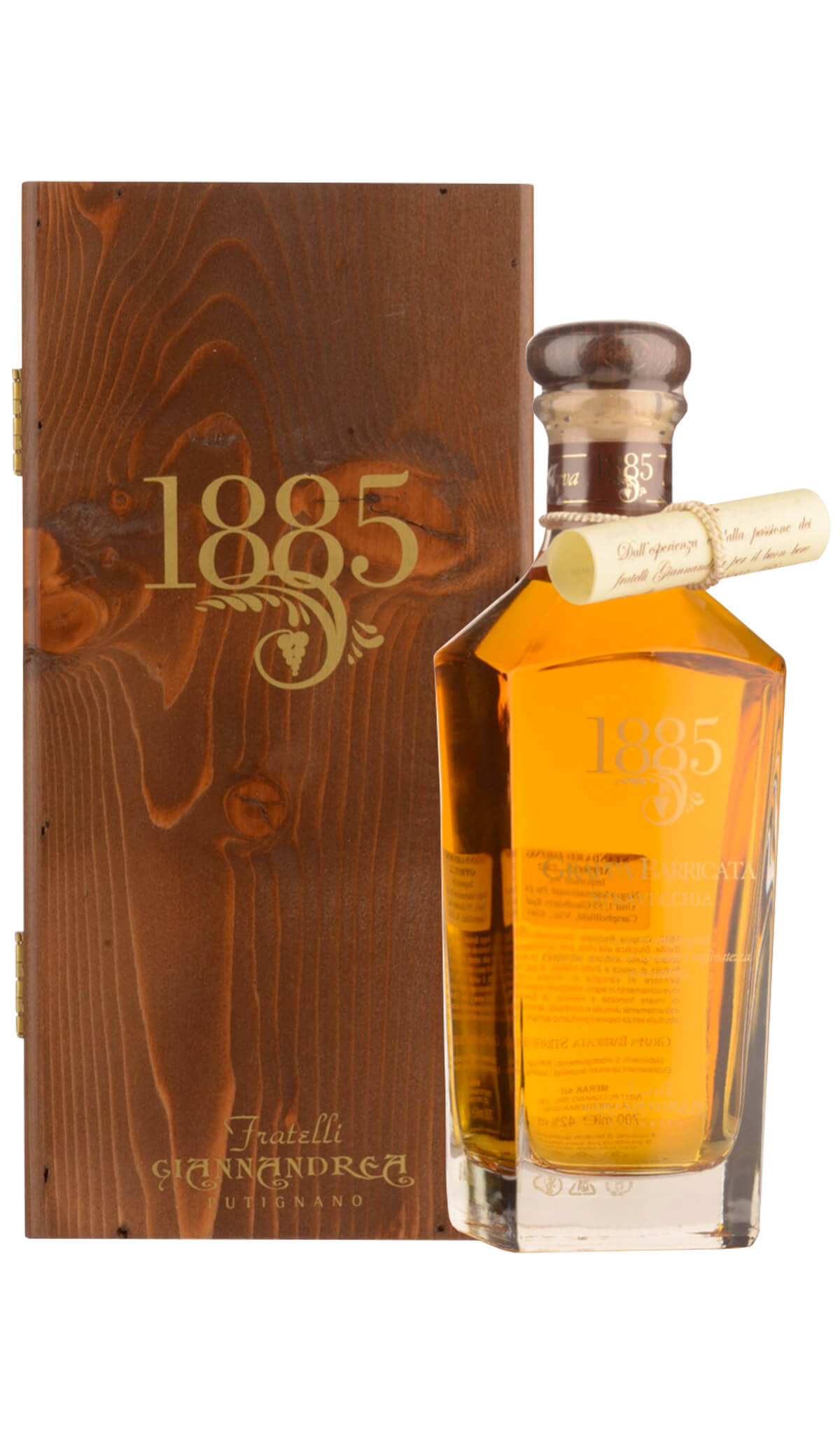 Find out more, or buy Beltion Fratelli Giannandrea 1885 Barricata Stravecchia Grappa 700mL available at Wine Sellers Direct's best prices.