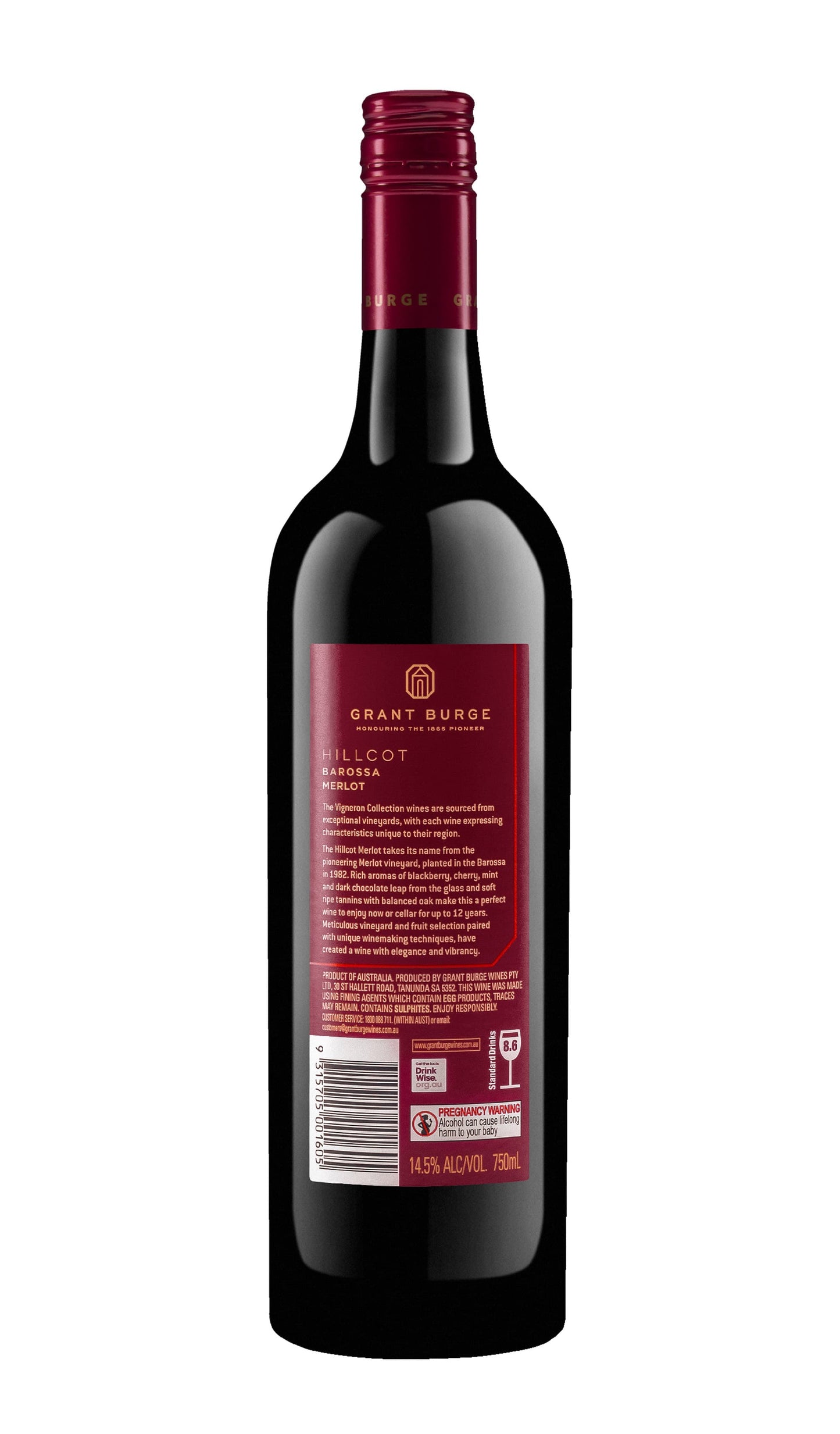 Find out more or buy Grant Burge Barossa Valley Hillcot Merlot 2022 online at Wine Sellers Direct - Australia’s independent liquor specialists.