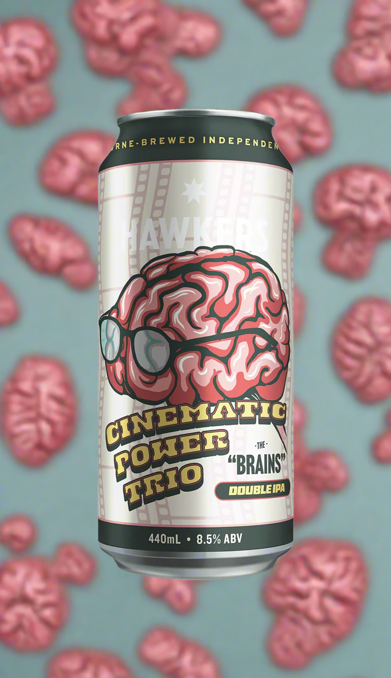 Find out more or buy Hawkers Cinematic Power Trio Brains Double IPA 440ml online at Wine Sellers Direct - Australia’s independent liquor specialists.