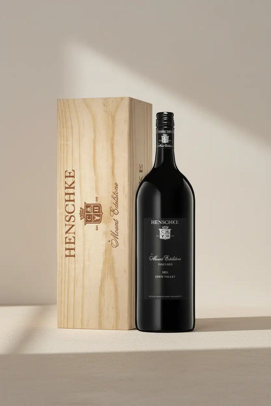 Buy Henschke Mount Edelstone Shiraz 2021 1.5L Magnum in wooden Gift Box available at Wine Sellers Direct's best prices.