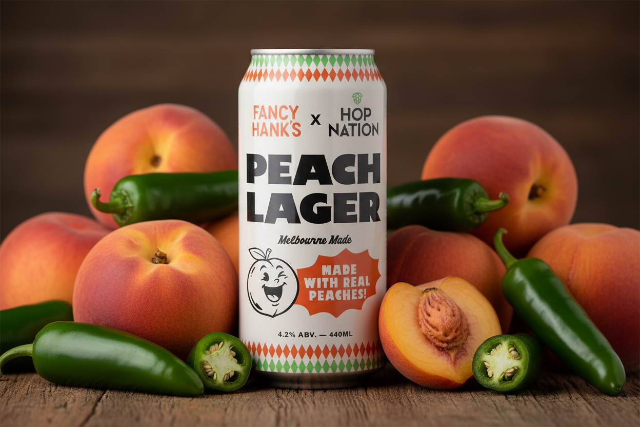 Find out more or buy Hop Nation x Fancy Hanks Peach Lager 440ml online at Wine Sellers Direct - Australia’s independent liquor specialists.