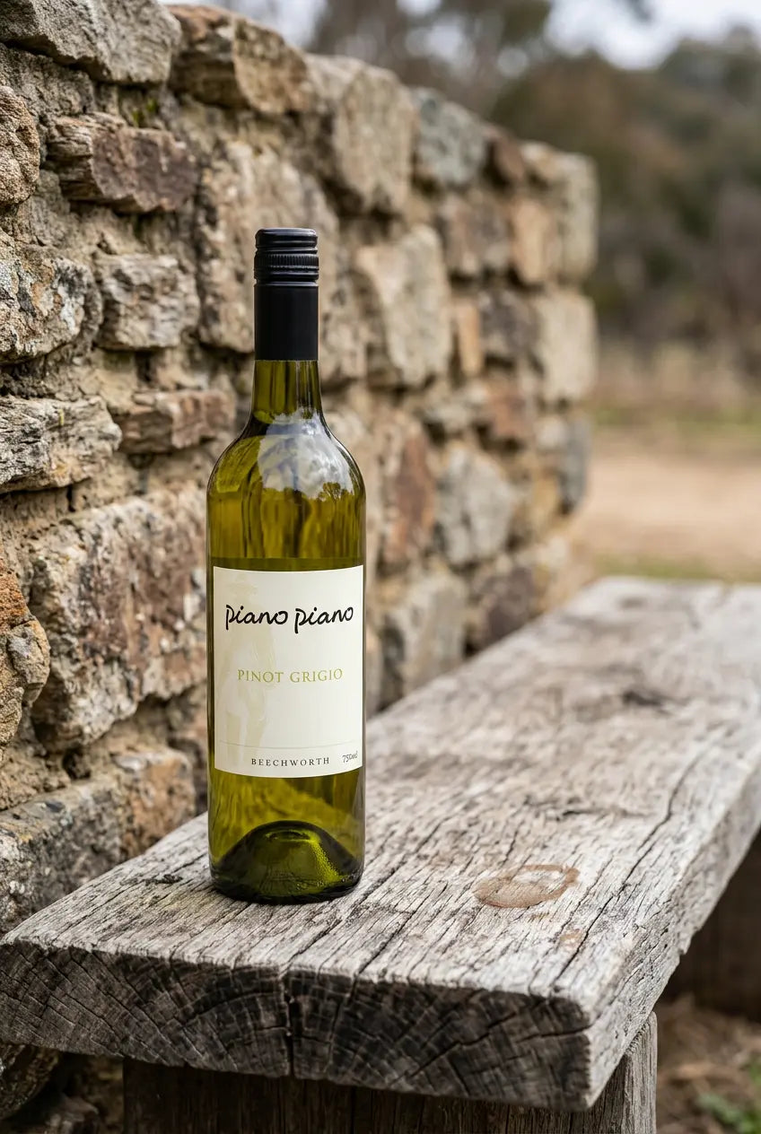 Piano Piano Pinot Grigio 2026 King Valley and Beechworth Victorian white wine bottle