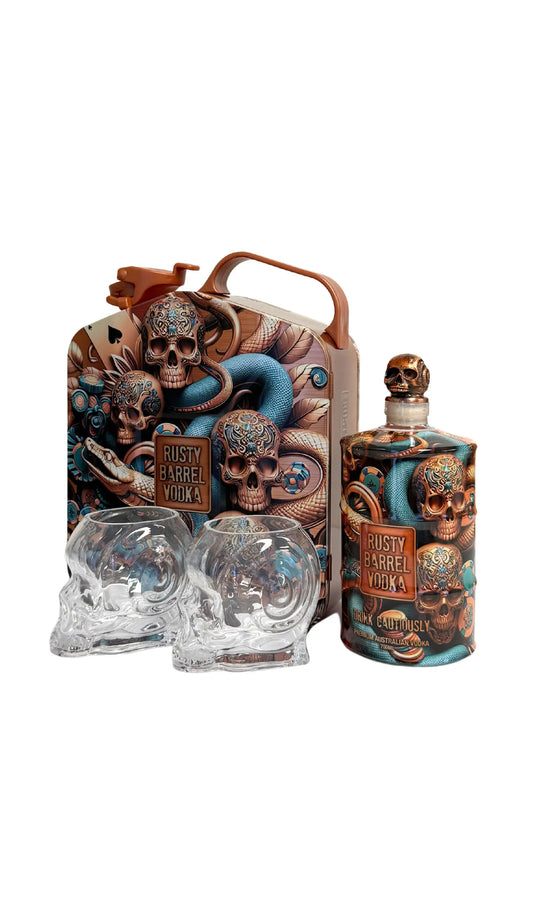 Buy Rusty Barrel Spirits Vodka Gold Jerry Can Gift Pack 700mL available at Wine Sellers Direct's best prices.