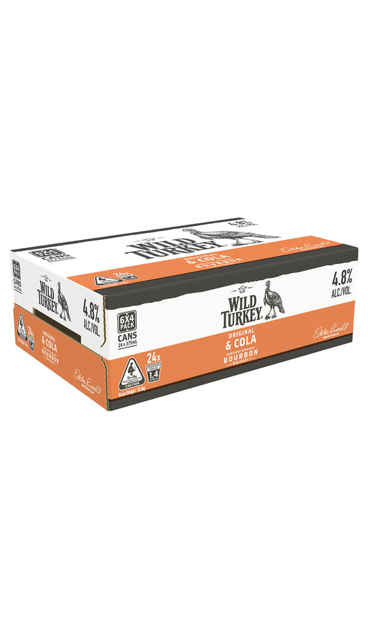 Shop Wild Turkey Original & Cola Cans Slab 24x375mL available at Wine Sellers Direct's best prices.