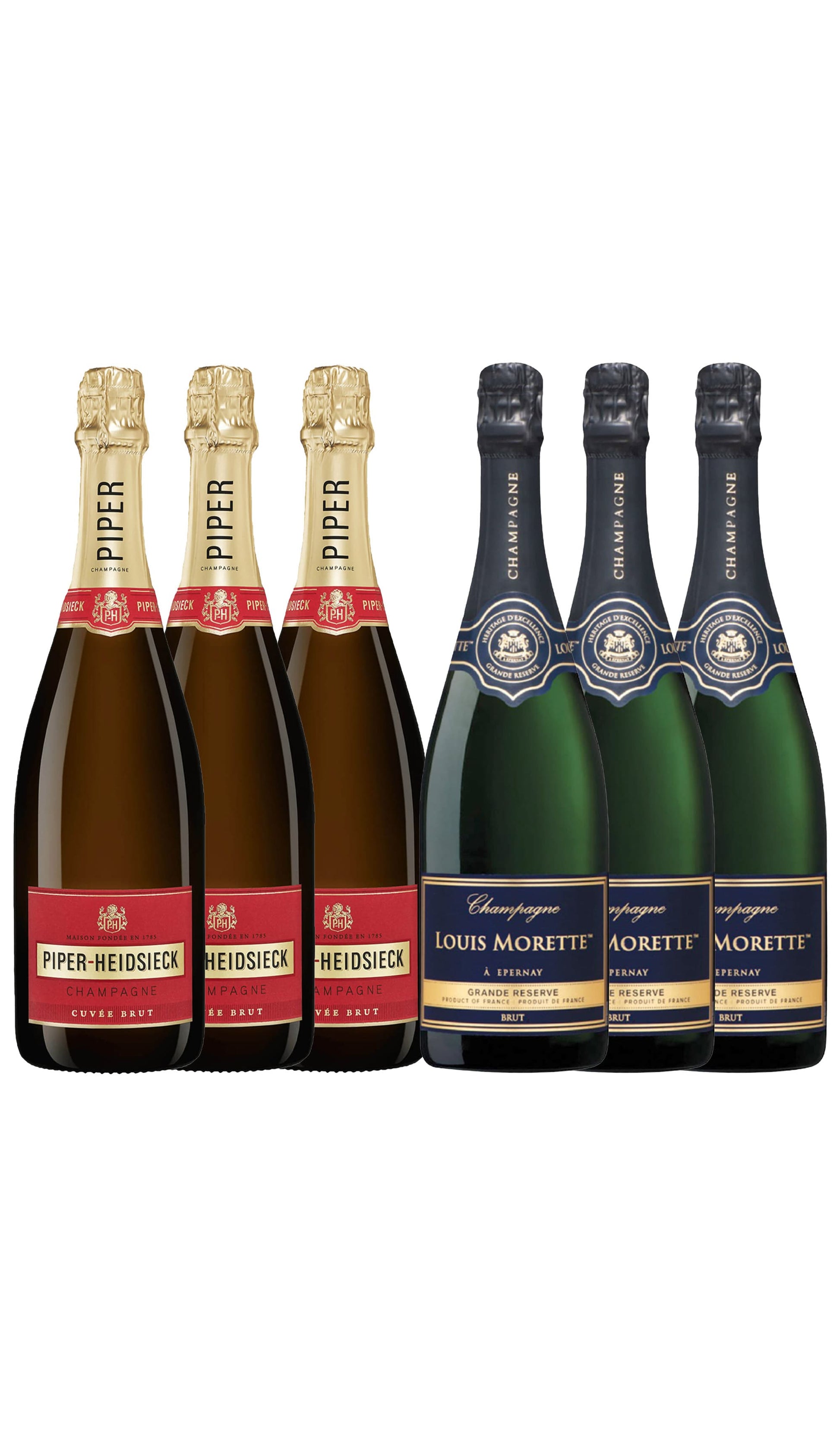 Find out more or buy 6-Pack Piper Heidsieck & Louis Morette Champagne Bundle available at Wine Sellers Direct's best prices.