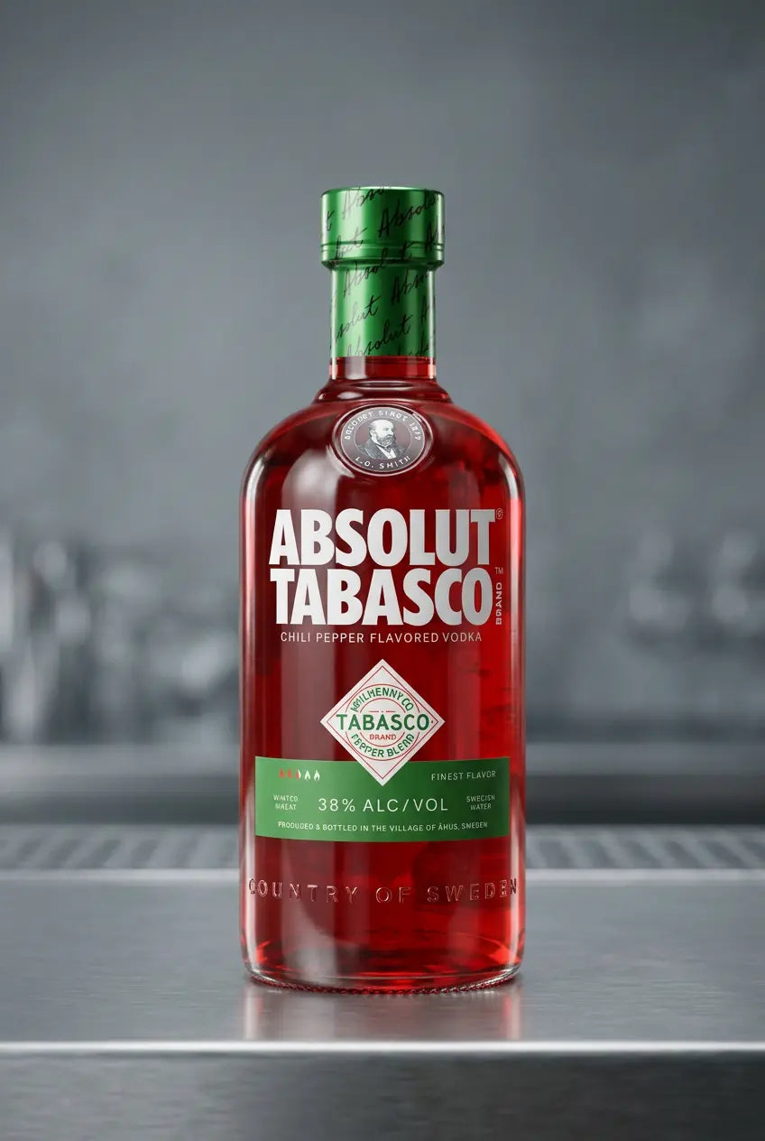 Absolut Tabasco 700ml chilli-pepper-flavoured Swedish vodka bottle