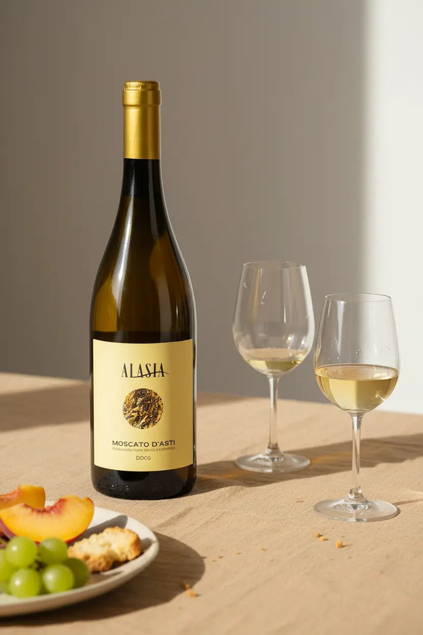 Araldica Alasia Moscato d'Asti 2025 DOCG bottle sweet lightly sparkling Italian white, 750mL, 5% ABV