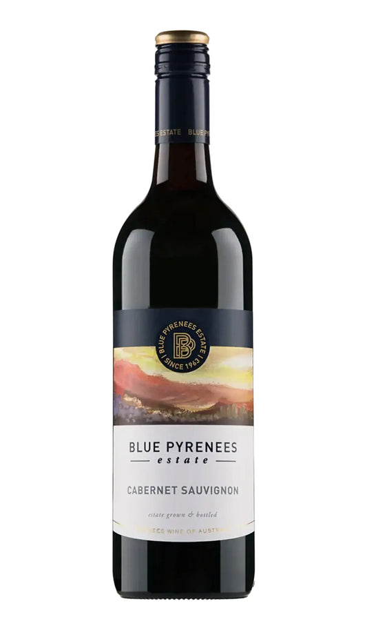 Blue Pyrenees Estate Cabernet Sauvignon 2025 red wine bottle from the Pyrenees wine region, Victoria, Australia.