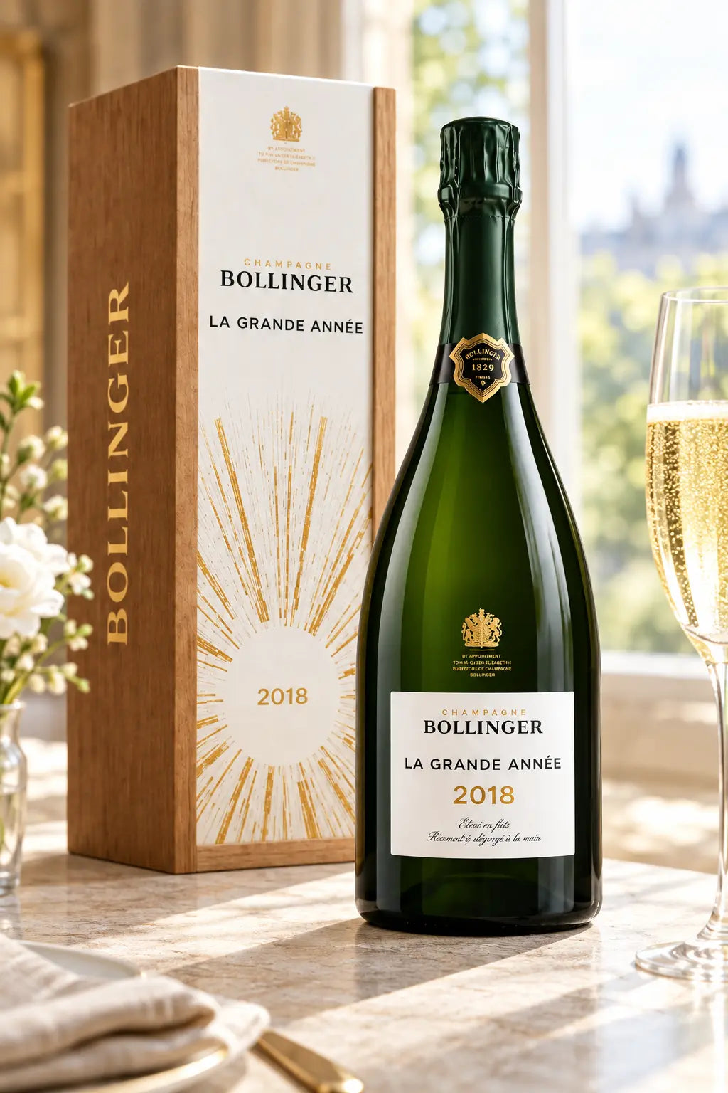 Bollinger La Grande Année 2018 750mL gift boxed bottle of Champagne from France.