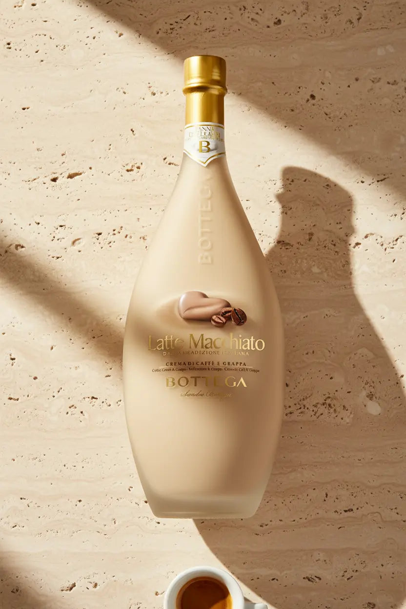 Bottega Latte Macchiato Coffee Cream Liqueur 700mL bottle from Italy.