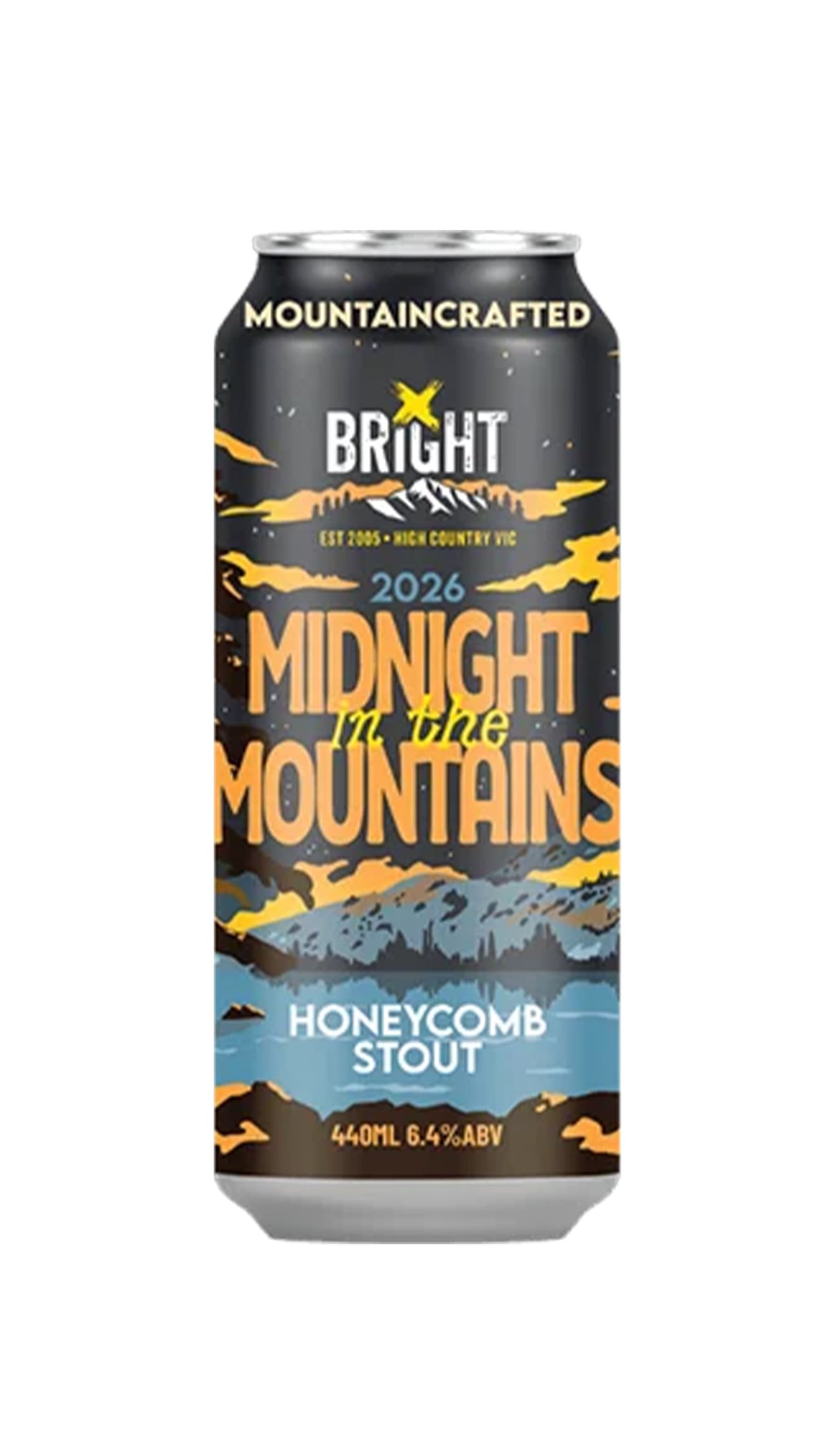 Find out more or buy Bright Midnight In The Mountains Honeycomb Stout 440mL online at Wine Sellers Direct.