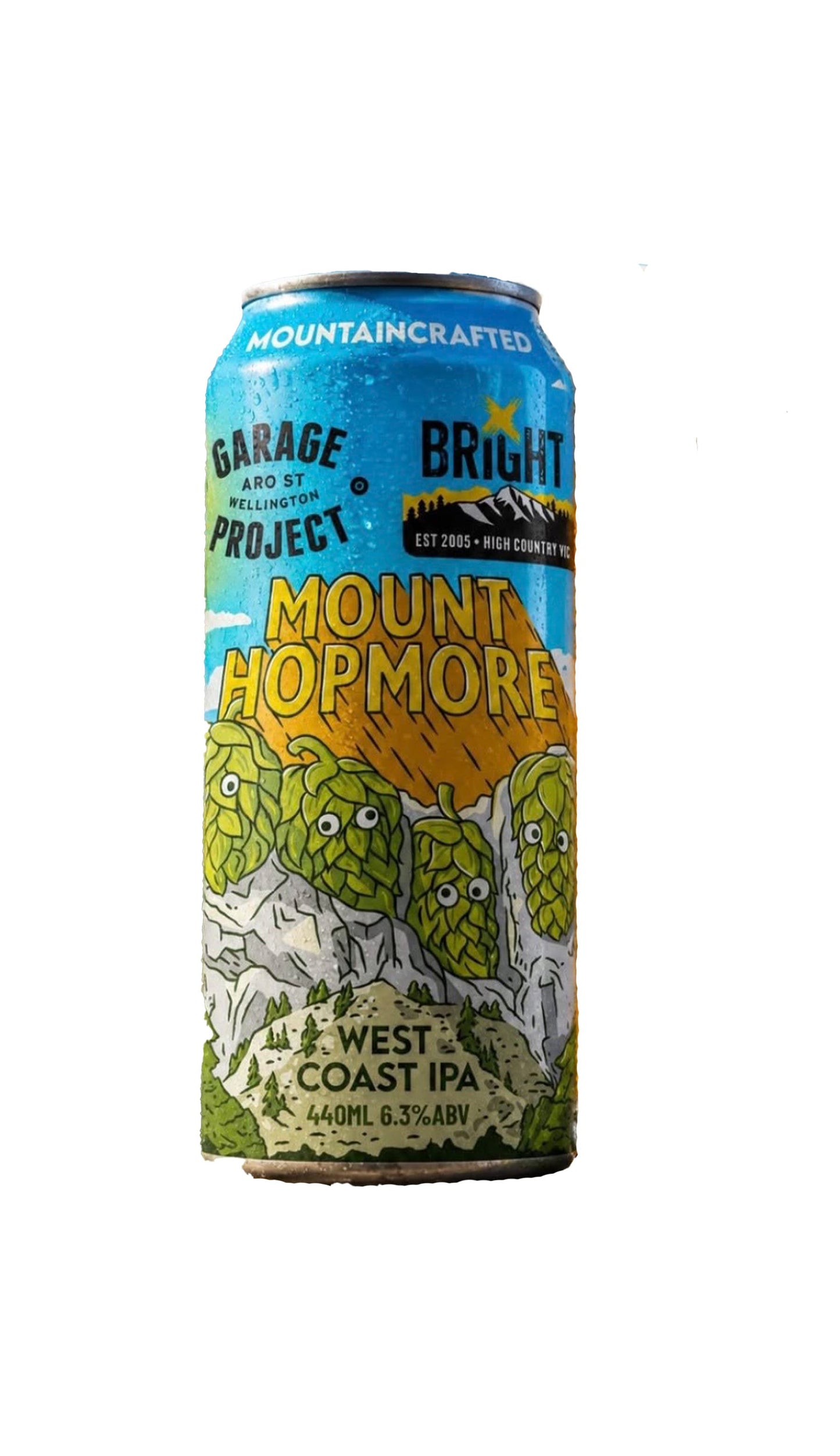 Find out more or buy Bright x Garage Project Mount Hopmore WCIPA 440mL online at Wine Sellers Direct.