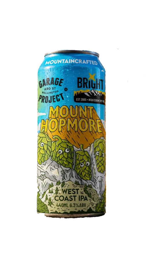 Find out more or buy Bright x Garage Project Mount Hopmore WCIPA 440mL online at Wine Sellers Direct.