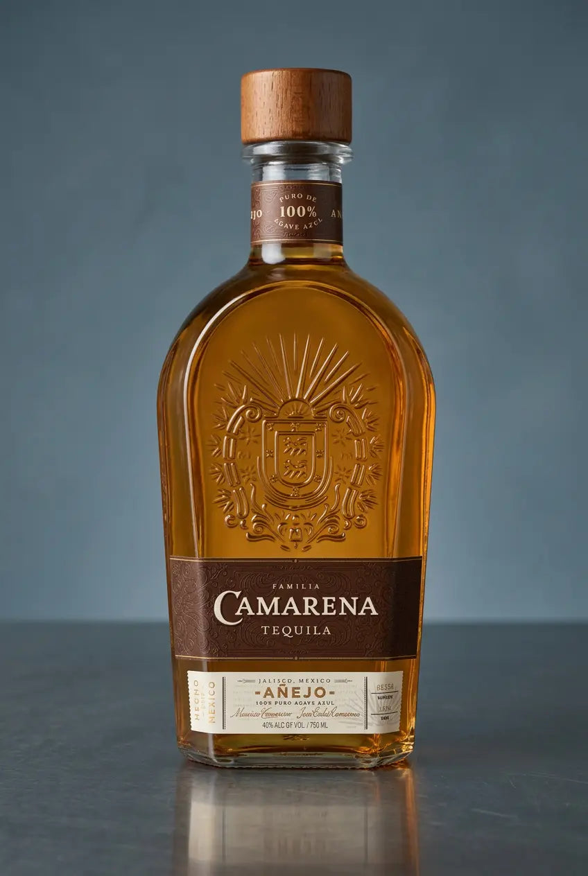 Camarena Tequila Añejo 700mL bottle – 100% Blue Weber agave tequila from Jalisco, Mexico