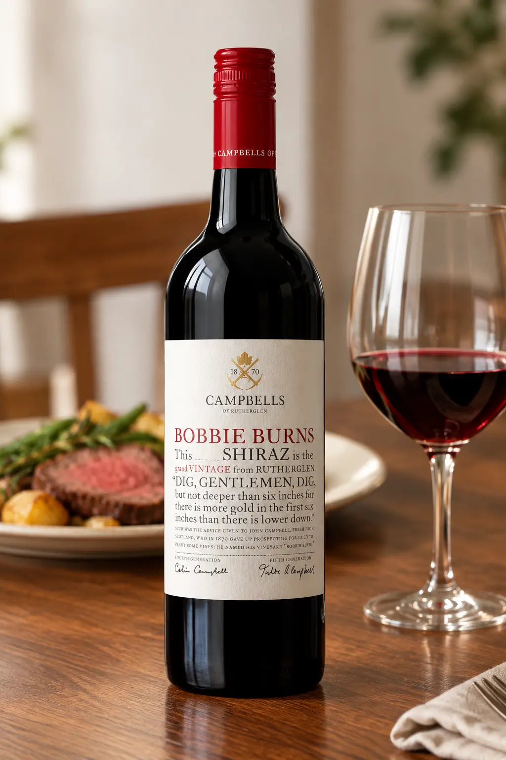 Campbells Bobbie Burns Shiraz 2024 750mL red wine bottle from Rutherglen