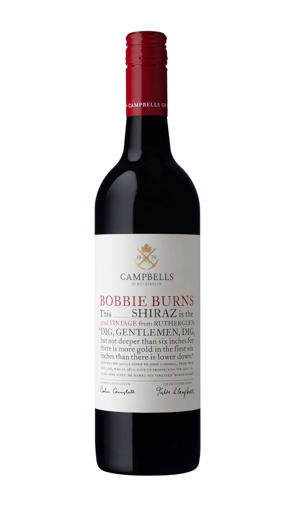 Campbells Bobbie Burns Shiraz 2024 750mL red wine bottle from Rutherglen