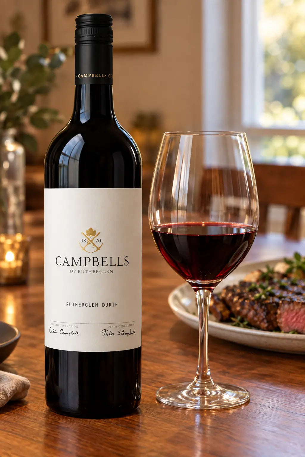 Campbells Rutherglen Durif 2024 750ml bottle of red wine.