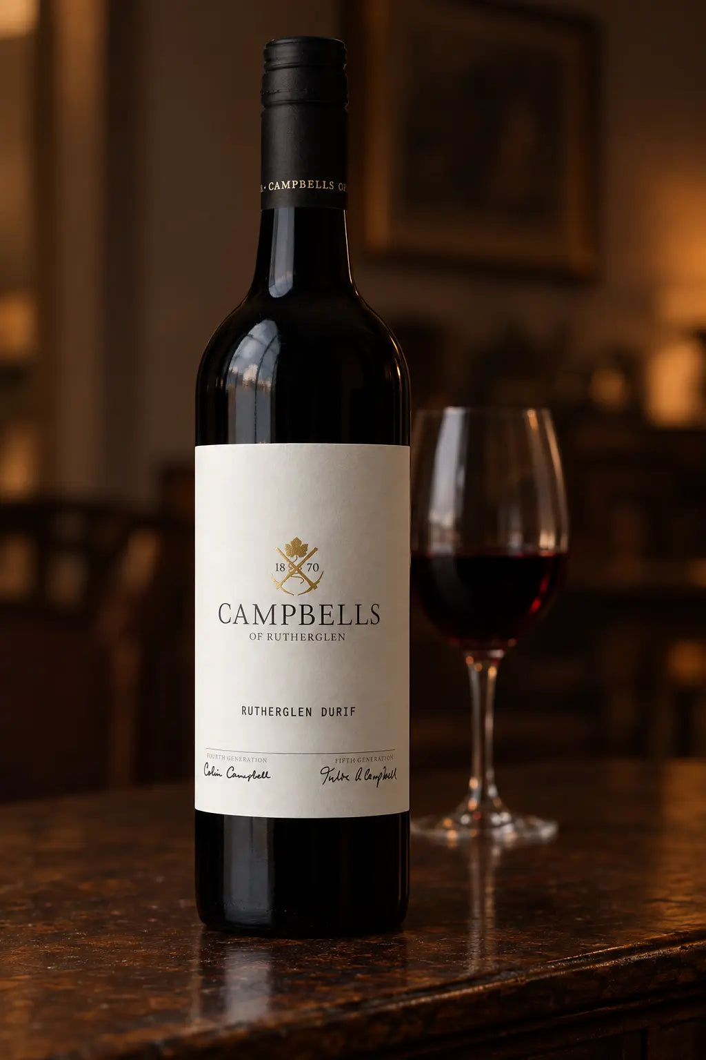 Campbells Rutherglen Durif 2024 750ml bottle of red wine.