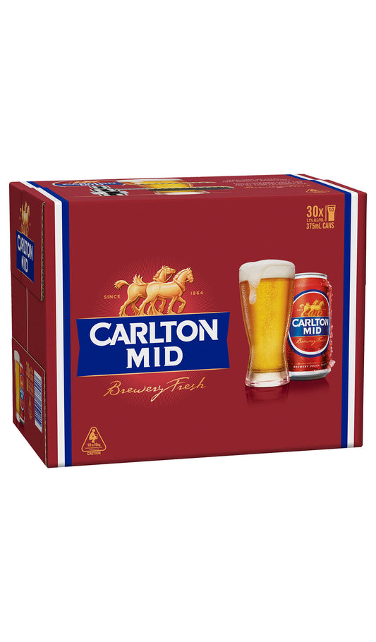Find out more, explore the range and purchase Carlton Mid 30 x 375mL Can Block beer available at Wine Sellers Direct - Australia's independent liquor specialists.