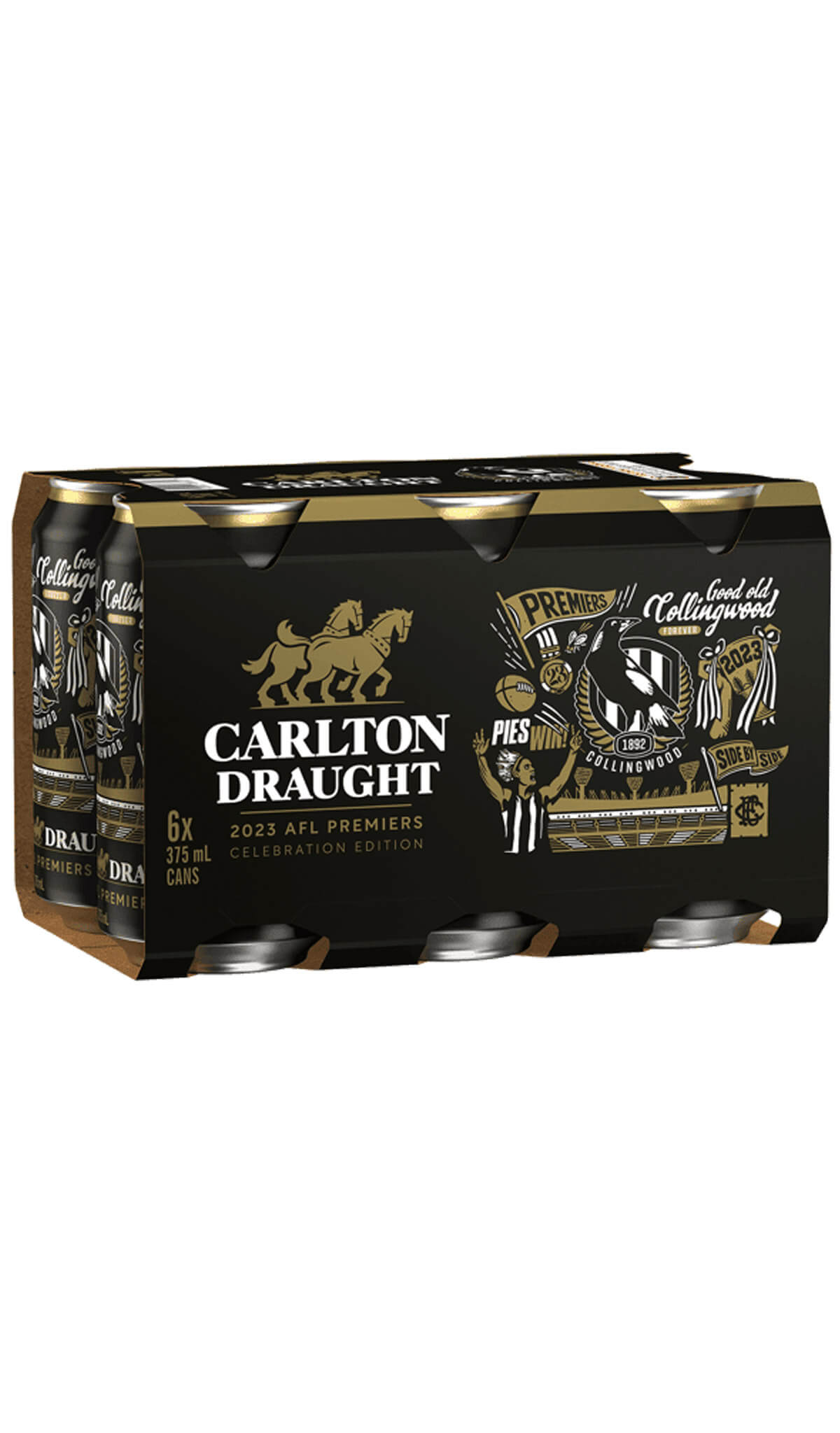 Buy Collingwood Magpies 2023 AFL Premiership Carlton Draught Cans online at Wine Sellers Direct.