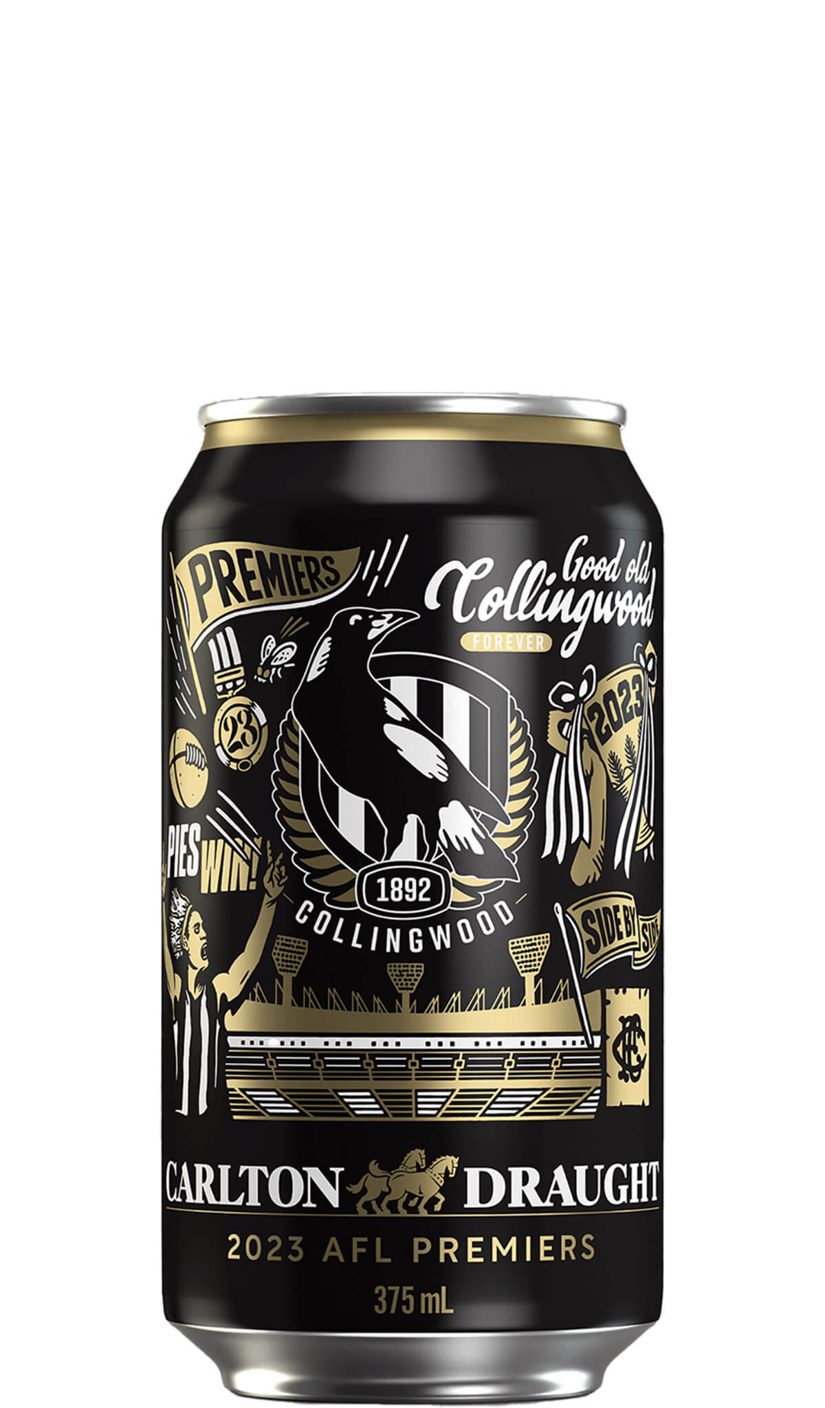 Buy Collingwood Magpies 2023 AFL Premiership Carlton Draught Cans online at Wine Sellers Direct.