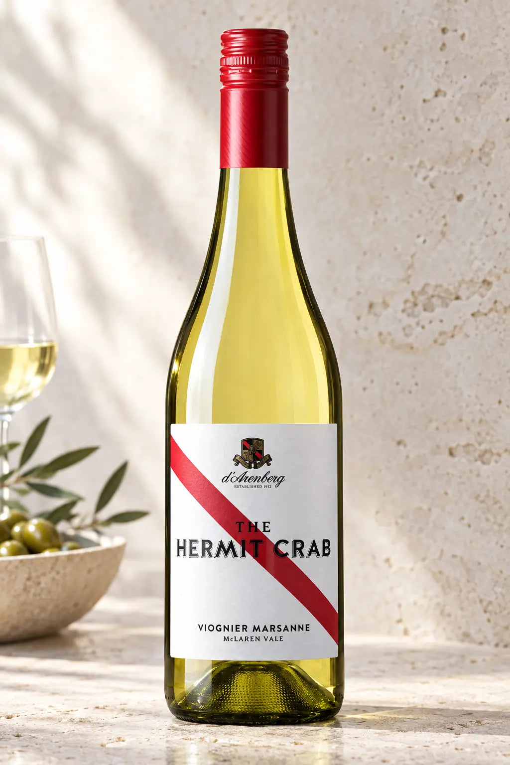d'Arenberg The Hermit Crab Viognier Marsanne 2025 750mL bottle of white wine from McLaren Vale.