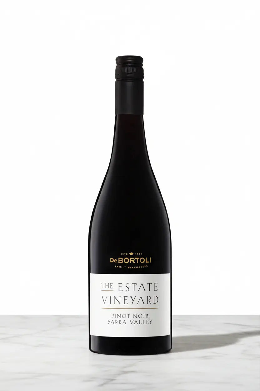 De Bortoli The Estate Vineyard Pinot Noir 2025 bottle on white Carrara marble, Yarra Valley