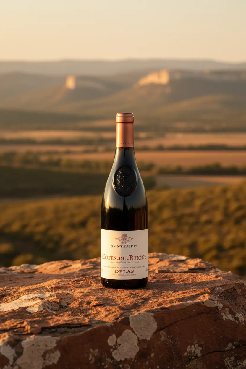 Delas Saint-Esprit Côtes du Rhône 2023 375mL half bottle of red wine from France.