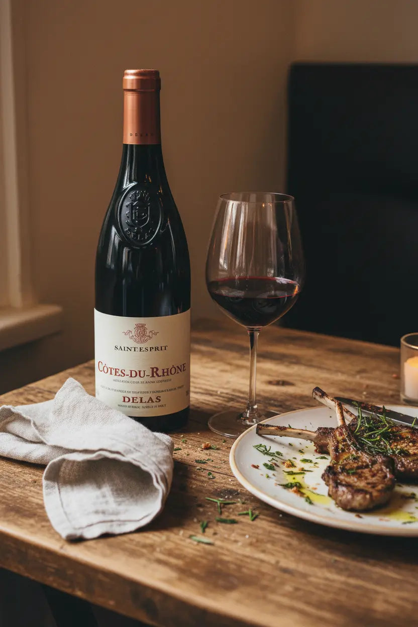 Delas Saint-Esprit Côtes du Rhône 2023 375mL half bottle of red wine from France.