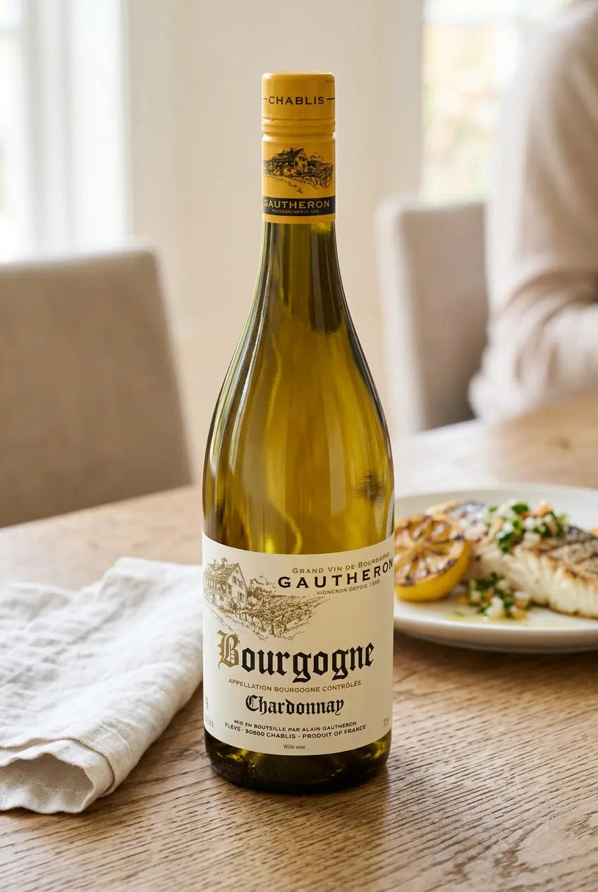 Domaine Cyril Gautheron Bourgogne Blanc Chardonnay 2024 French white wine bottle from Burgundy, France