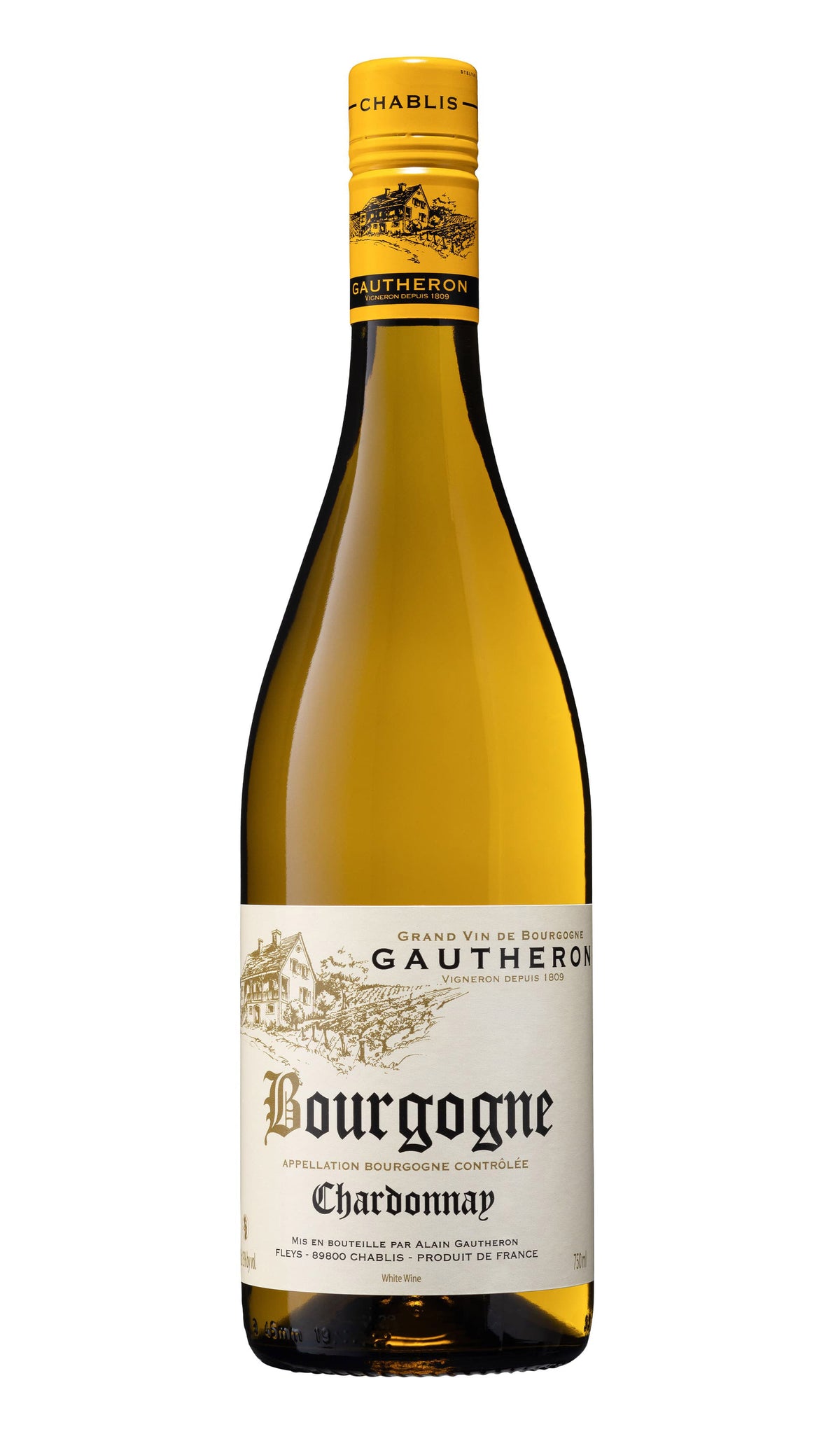 Domaine Cyril Gautheron Bourgogne Blanc Chardonnay 2024 French white wine bottle from Burgundy, France