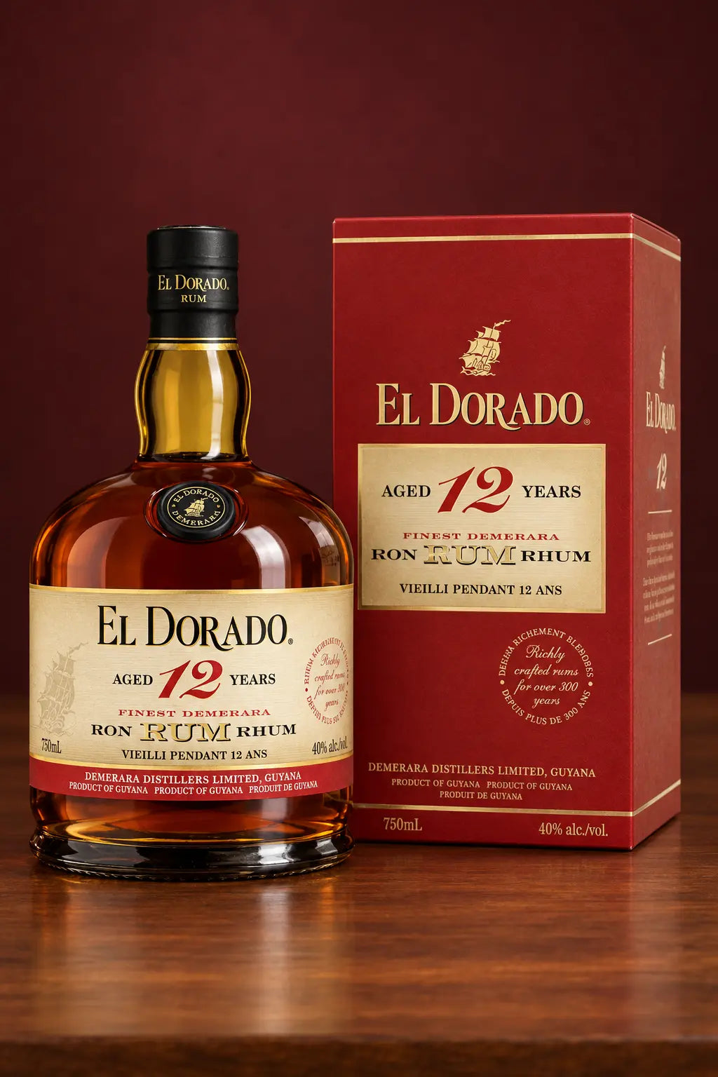El Dorado Aged 12 Years Rum 700mL bottle of aged premium rum from Guyana