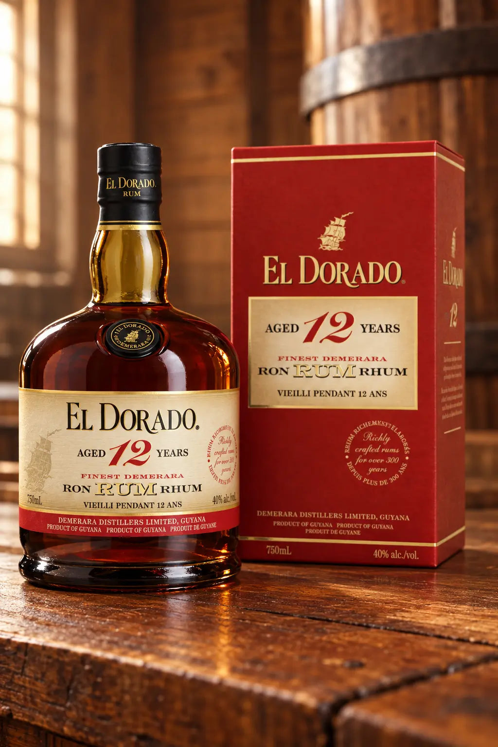 El Dorado Aged 12 Years Rum 700mL bottle of aged premium rum from Guyana