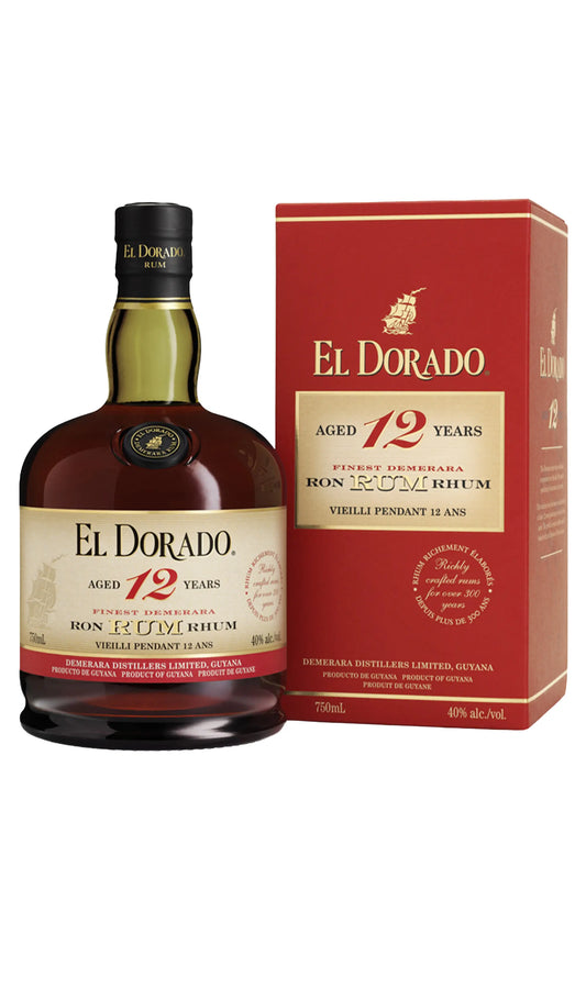 El Dorado Aged 12 Years Rum 700mL bottle of aged premium rum from Guyana