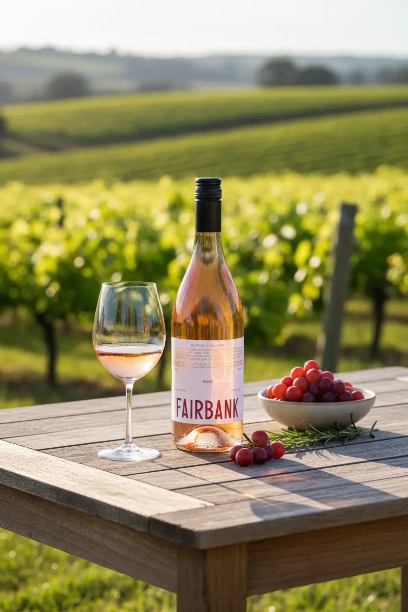 Sutton Grange Fairbank Rosé 2025 Central Victoria bottle lifestyle image