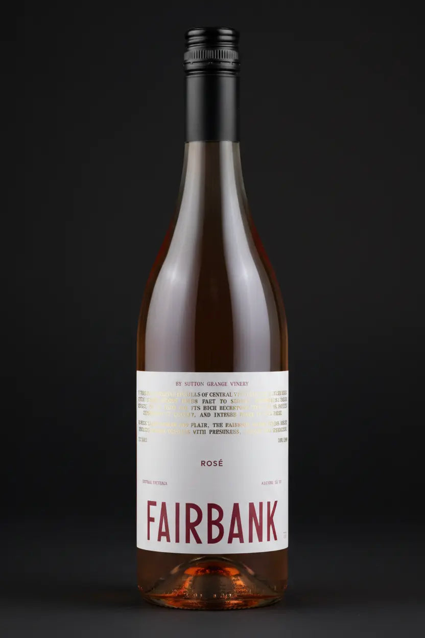 Sutton Grange Fairbank Rosé 2025 Central Victoria bottle black background