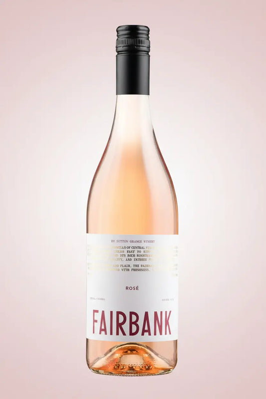 Sutton Grange Fairbank Rosé 2025 Central Victoria bottle pink background