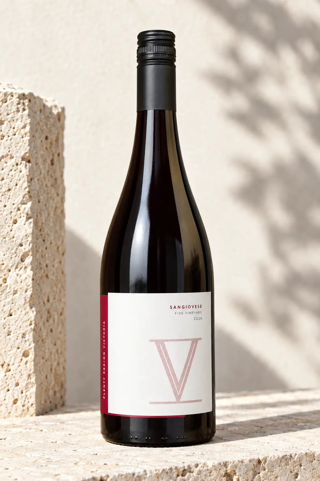 Five Vineyard Estate Sangiovese 2024 750mL bottle of red wine from Plenty, Victoria.