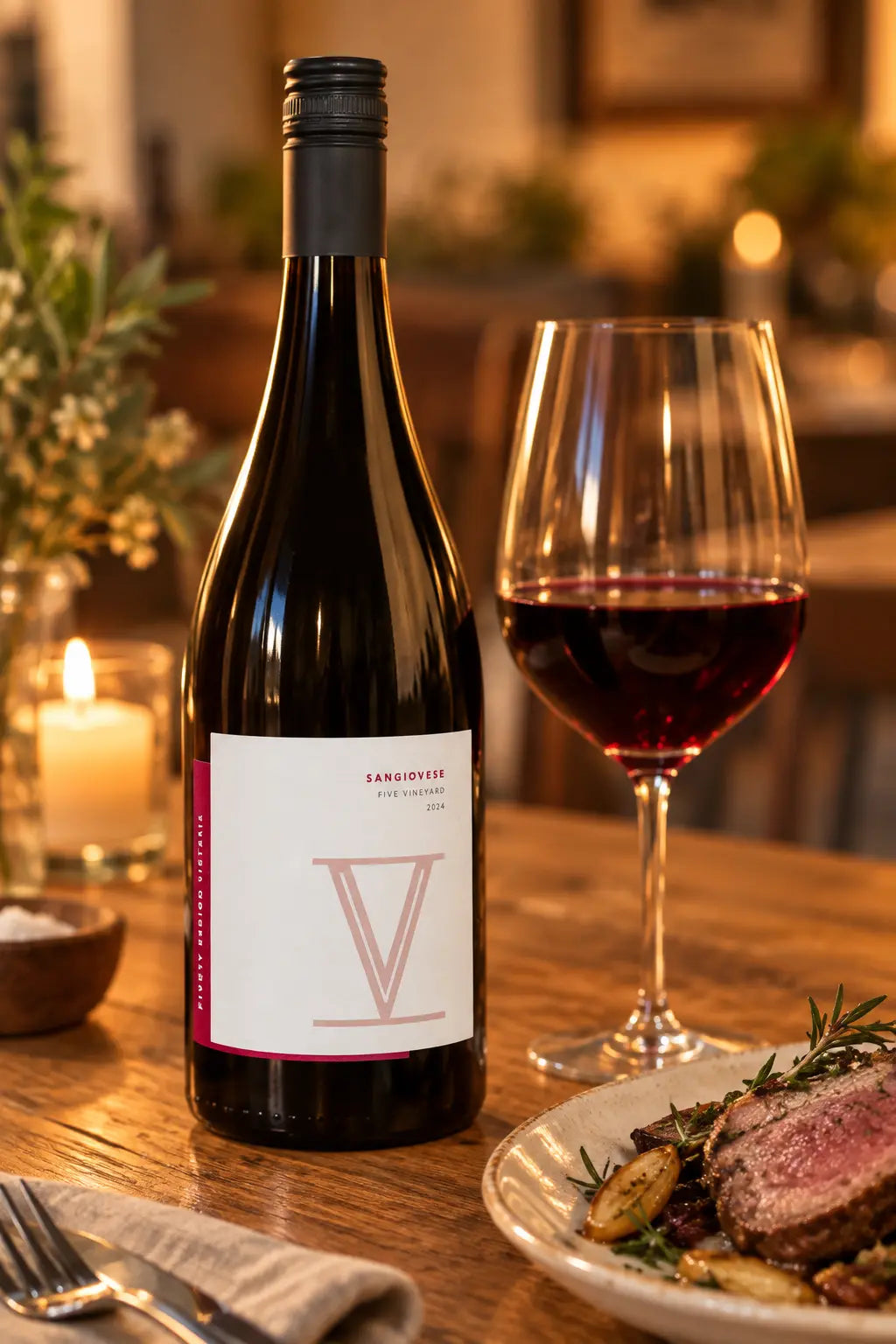 Five Vineyard Estate Sangiovese 2024 750mL bottle of red wine from Plenty, Victoria.
