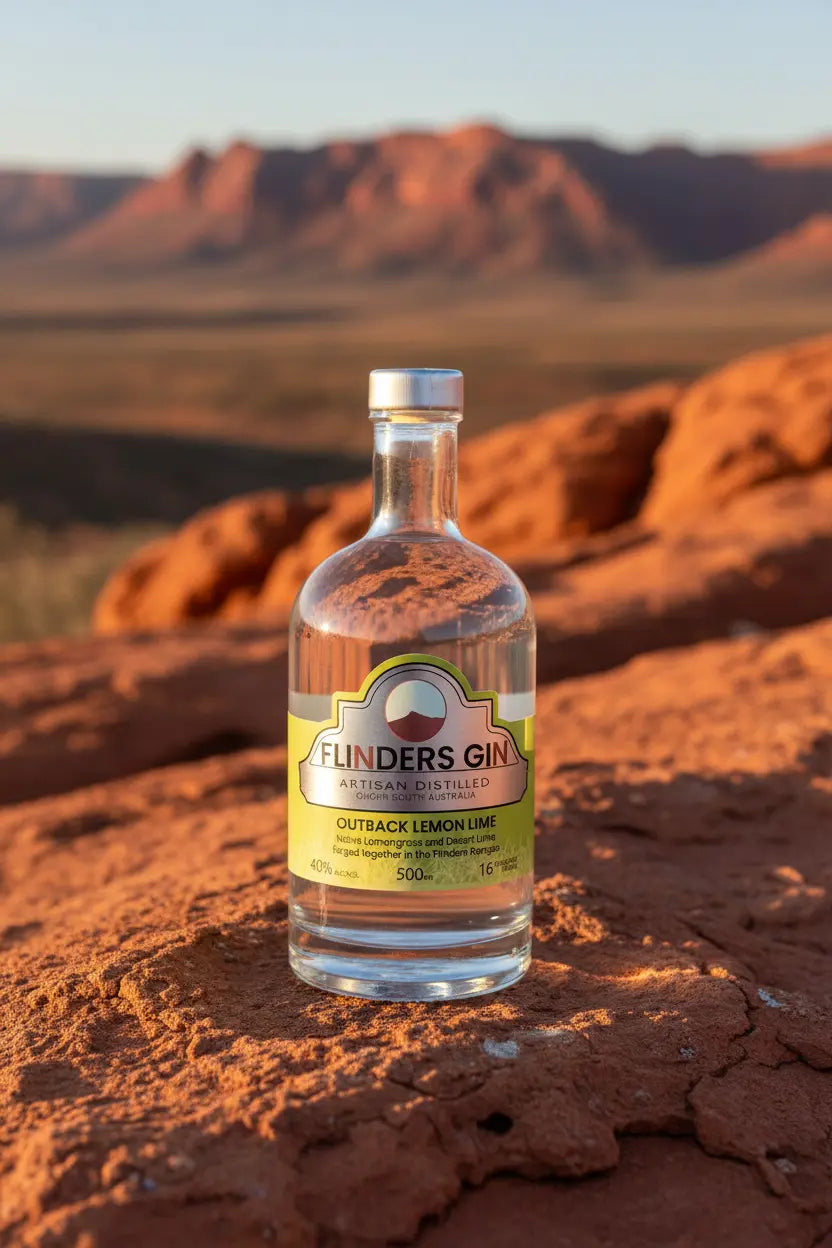 Flinders Gin Outback Lemon Lime Gin 500mL from Desert Lime and lemongrass, 40% ABV, Quorn SA