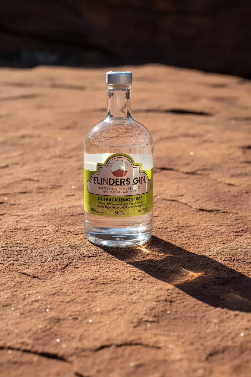 Flinders Gin Outback Lemon Lime Gin 500mL from Desert Lime and lemongrass, 40% ABV, Quorn SA