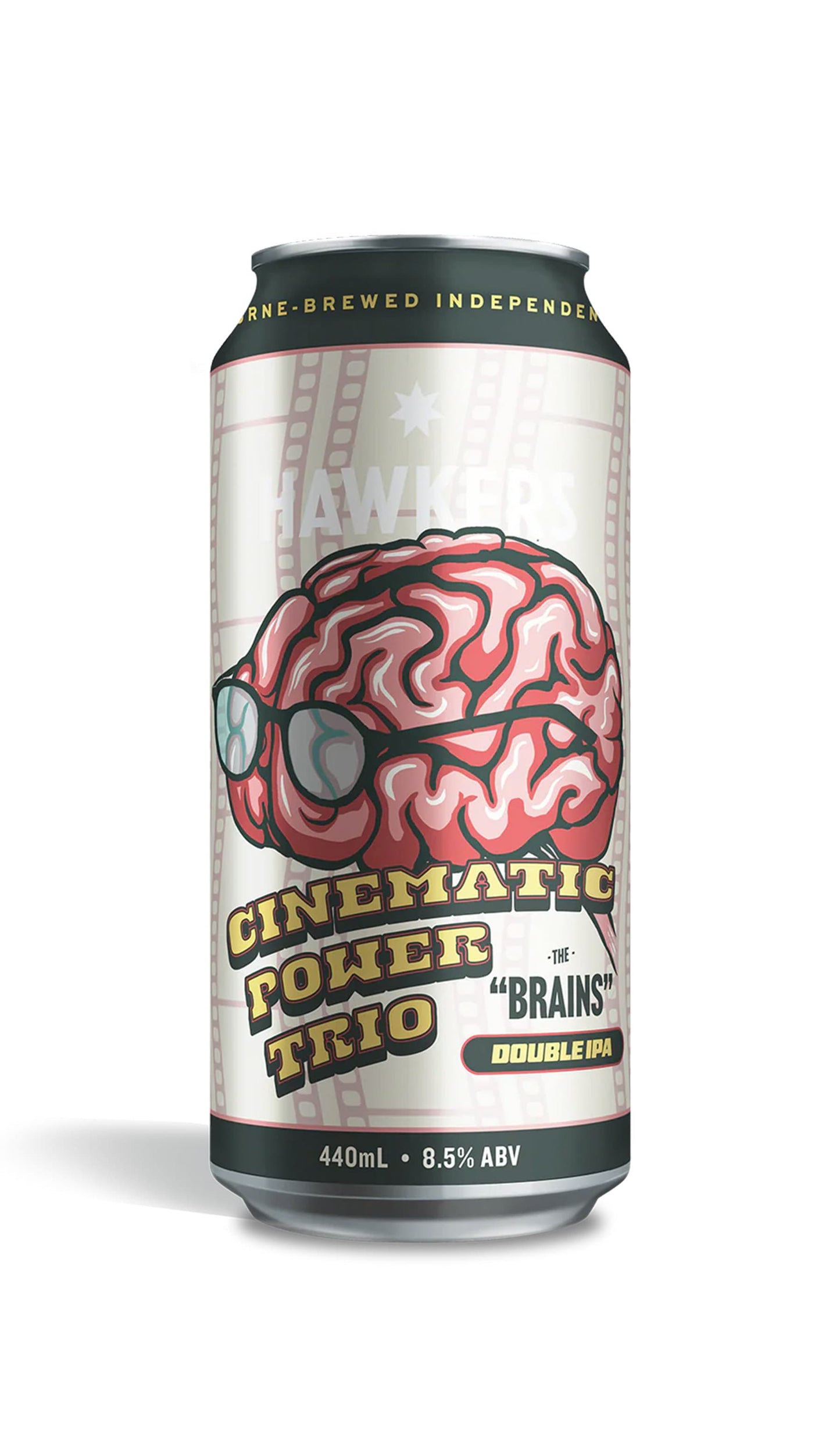 Find out more or buy Hawkers Cinematic Power Trio Brains Double IPA 440ml online at Wine Sellers Direct - Australia’s independent liquor specialists.