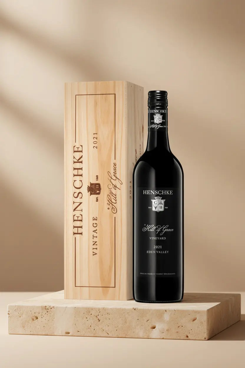 Buy Henschke Hill Of Grace  Shiraz 2021 Magnum 1.5L in Wodden Gift Box available at Wine Sellers Direct's best prices.