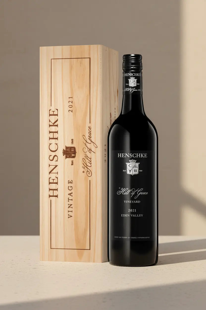 Buy Henschke Hill Of Grace  Shiraz 2021 Magnum 1.5L in Wodden Gift Box available at Wine Sellers Direct's best prices.
