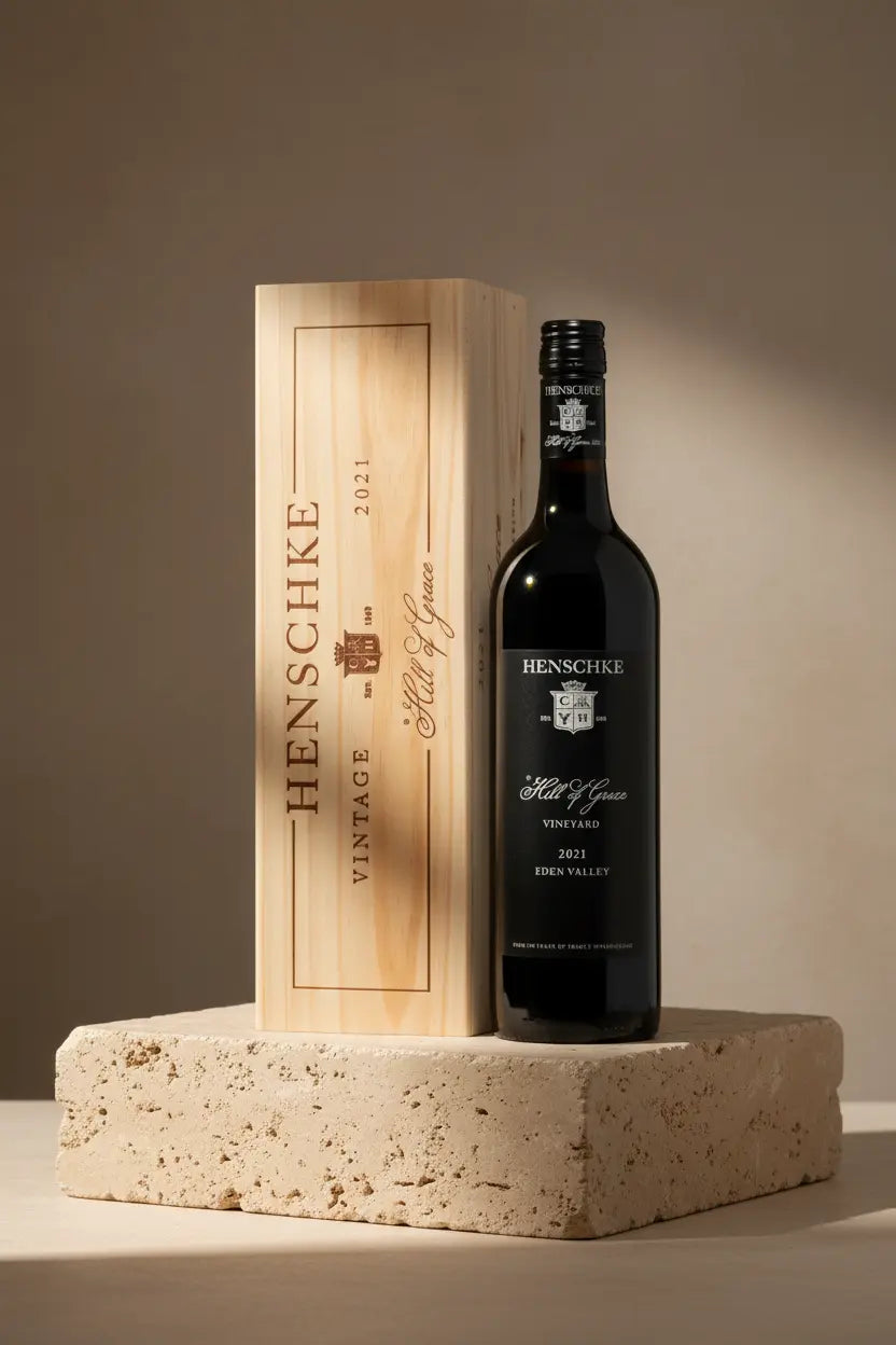 Buy Henschke Hill Of Grace  Shiraz 2021 Magnum 1.5L in Wodden Gift Box available at Wine Sellers Direct's best prices.